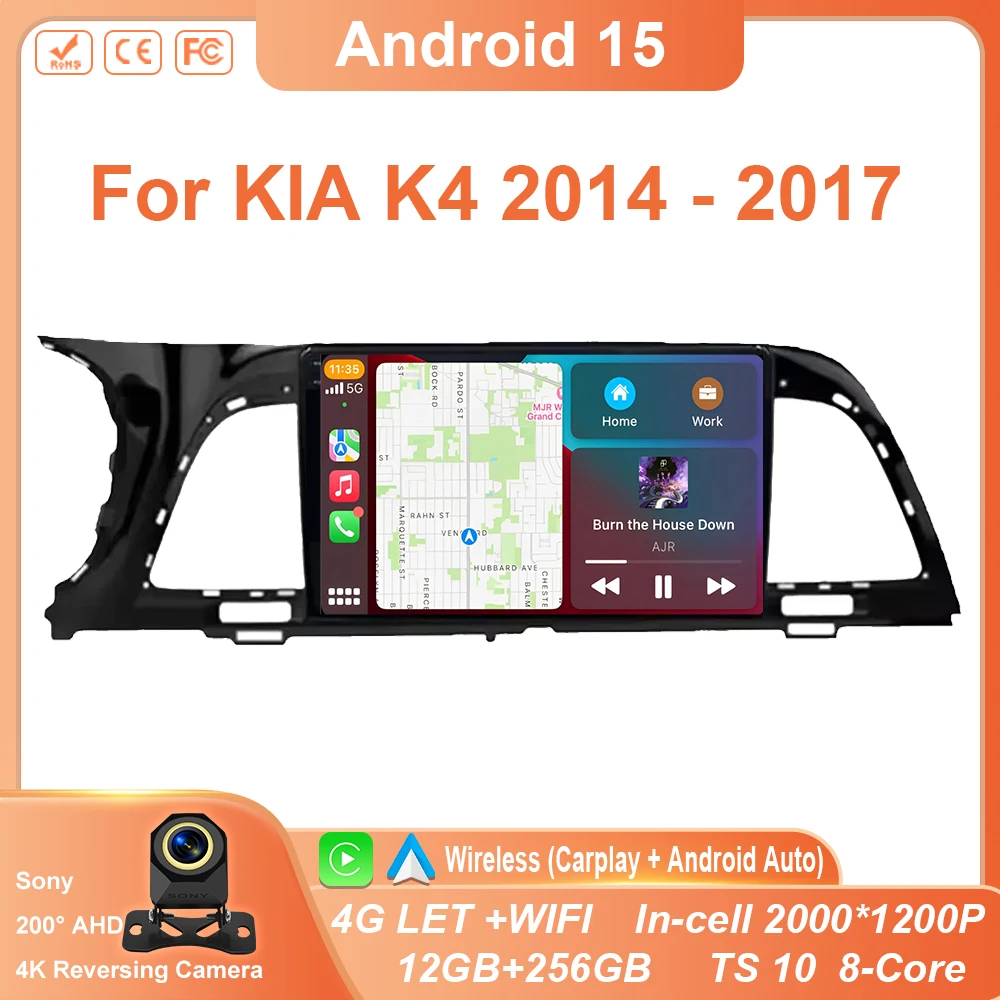 Car Raido Stereo Multimedia Player Android 15 For KIA K4 2014 - 2017 8 Core Autoraido CarPlay Monitor GPS Navigation Wifi 4G BT
Car Raido Stereo Multimedia Player Android 15 For KIA K4 2014 - 2017 8 Core Autoraido CarPlay Monitor GPS Navigation Wifi 4G BT