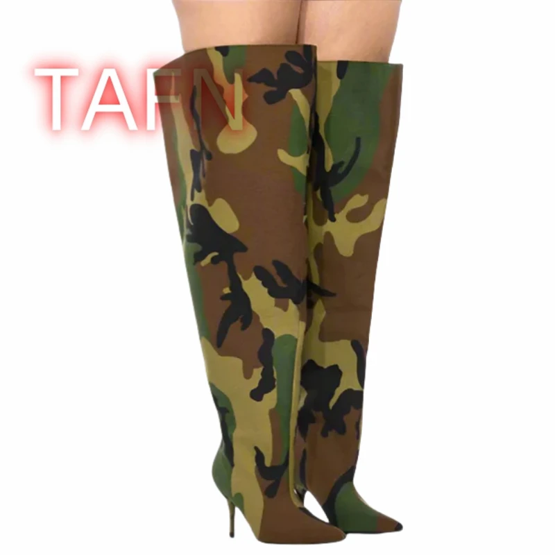 Spring Autumn Women's Camouflage Thigh High Boots Sexy Pointed Toe High Heels Boot Female Over-The-Knee Pants Multicolor Boots
Spring Autumn Women's Camouflage Thigh High Boots Sexy Pointed Toe High Heels Boot Female Over-The-Knee Pants Multicolor Boots
