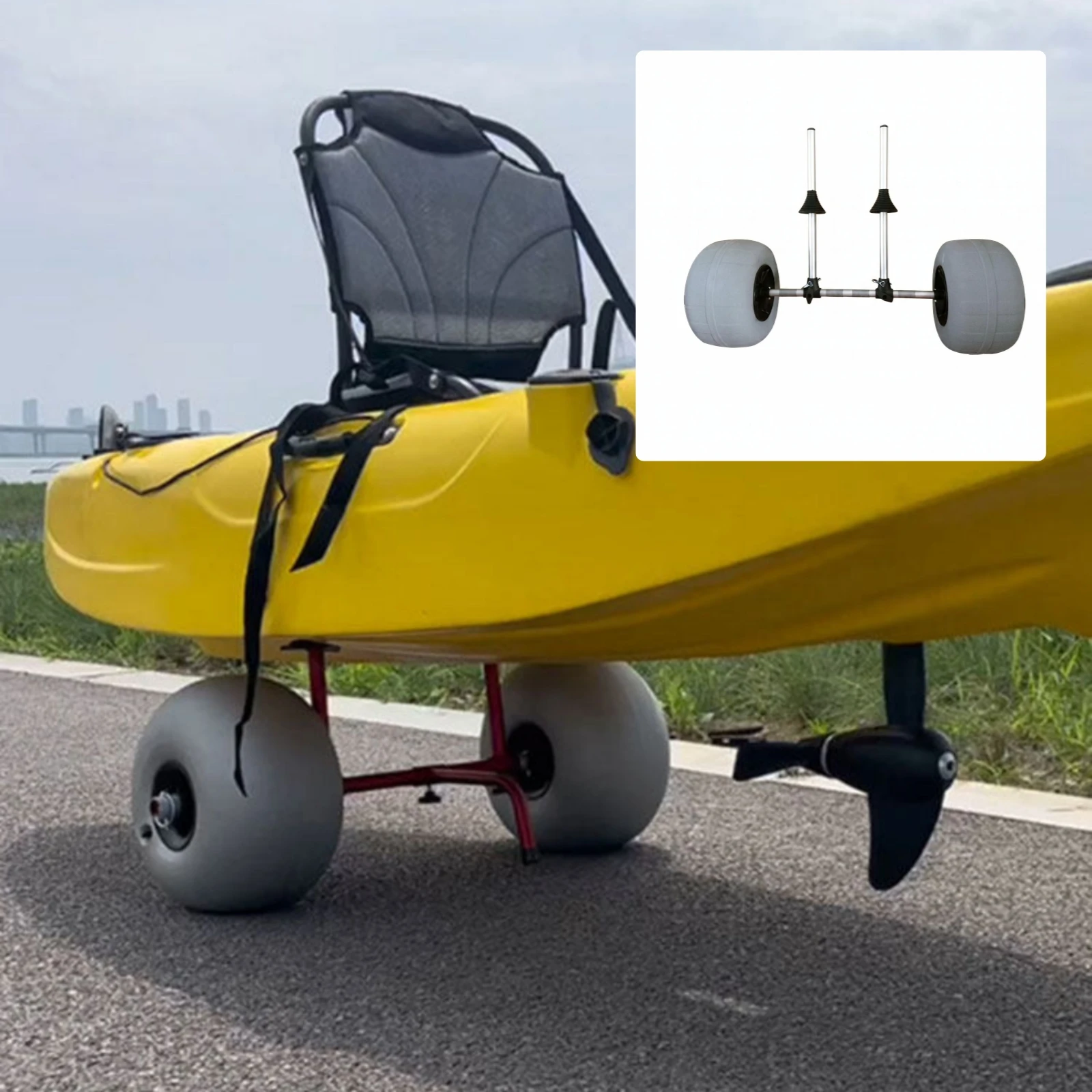 Kayak Trolley Trolley Cylindrical Frame Surfboard Trolley Trolley Marine Gear Large Side Wheels Support Bar for Beach Transport
Kayak Trolley Trolley Cylindrical Frame Surfboard Trolley Trolley Marine Gear Large Side Wheels Support Bar for Beach Transport
