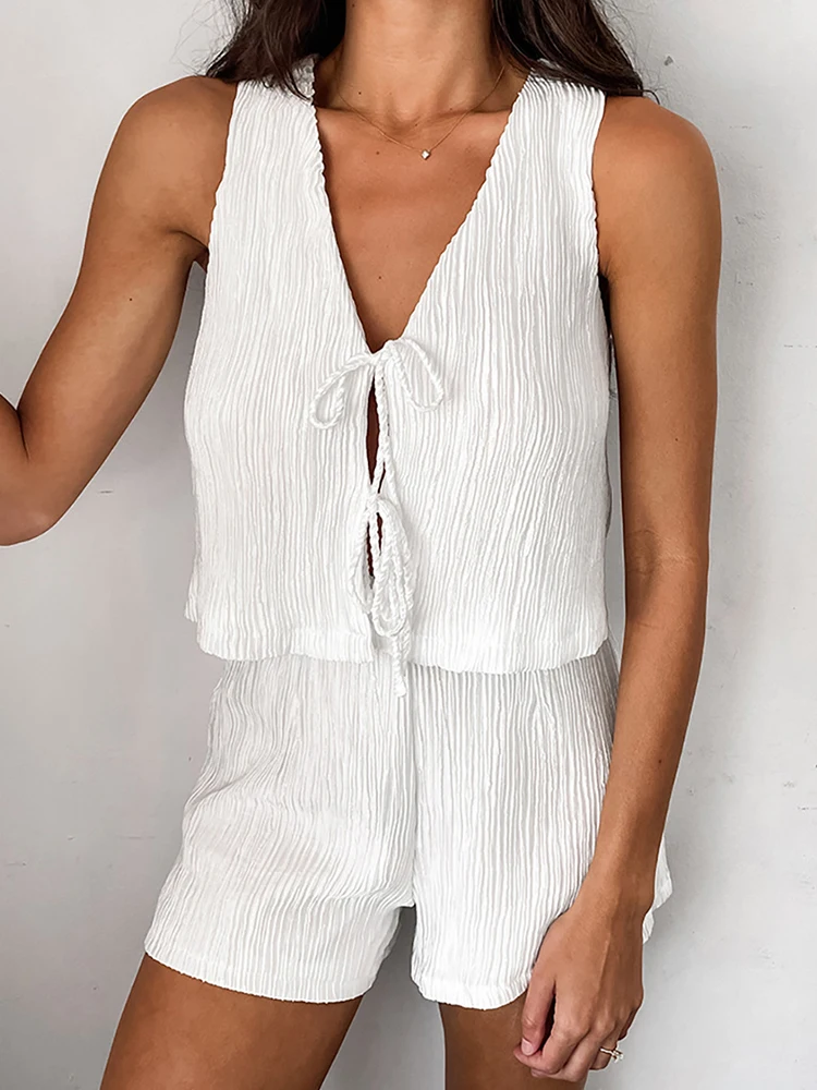 Mumaroho 2025 Women Spring Summer Vacation Shorts Sets Solid Outfits Suit Two Piece Holiday V-neck Tank Tops Set For Women
Mumaroho 2025 Women Spring Summer Vacation Shorts Sets Solid Outfits Suit Two Piece Holiday V-neck Tank Tops Set For Women