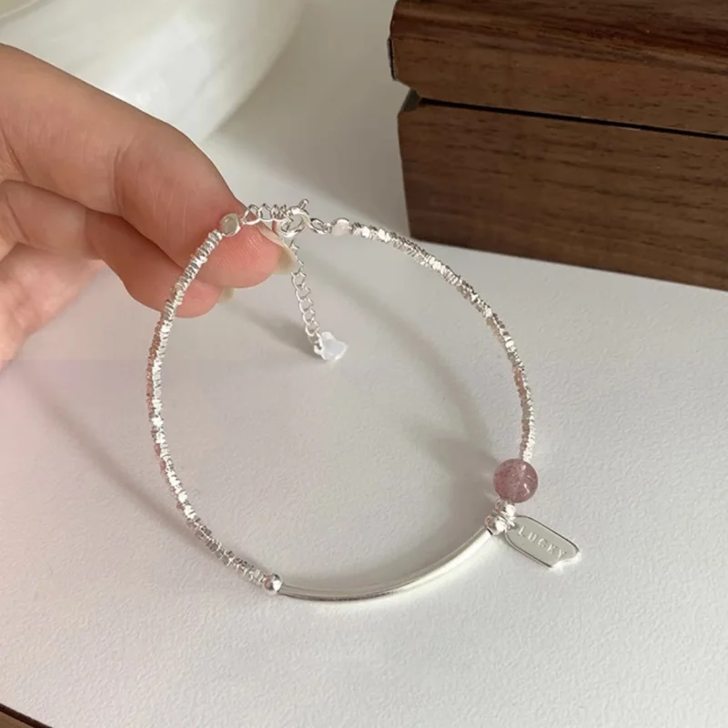 Women's NewS925 Sterling Silver Lucky Strawberry Quartz Bracelet Special-Interest Simple Cool High-Grade Fashion Jewelry
Women's NewS925 Sterling Silver Lucky Strawberry Quartz Bracelet Special-Interest Simple Cool High-Grade Fashion Jewelry