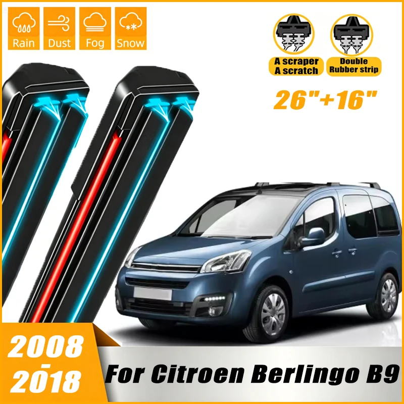 2Pcs Front Windshield Windscreen Wiper Blades For Citroen Berlingo B9 2008 - 2018 2009 2010 2011,Car Window Rain Brushes 26"+16"
2Pcs Front Windshield Windscreen Wiper Blades For Citroen Berlingo B9 2008 - 2018 2009 2010 2011,Car Window Rain Brushes 26"+16"