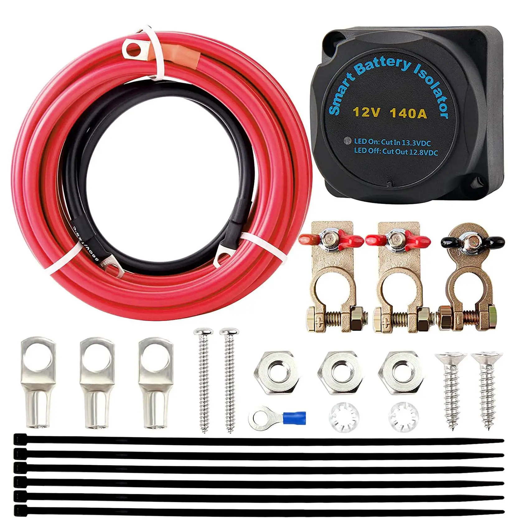 12V 140A Dual Battery Isolator Kit, Waterproof Smart Battery Isolator with Wiring Cable for Car, RV, UTV, Boat,
12V 140A Dual Battery Isolator Kit, Waterproof Smart Battery Isolator with Wiring Cable for Car, RV, UTV, Boat,