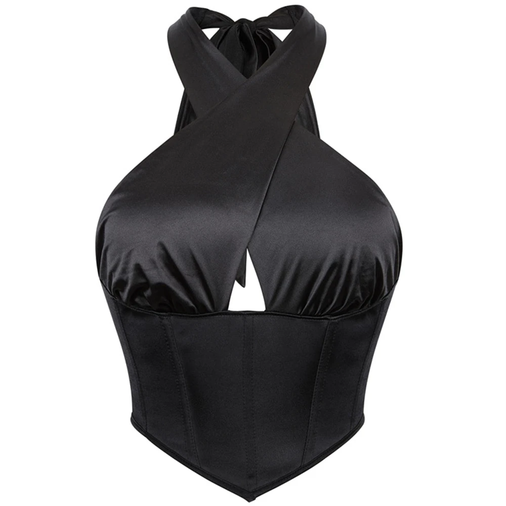 Elegant Satin Corset For Women Cross Halter Corsets Crop Tops Fashion Sleeveless Hollow Out Top Irregular Neckline Tank Top
Elegant Satin Corset For Women Cross Halter Corsets Crop Tops Fashion Sleeveless Hollow Out Top Irregular Neckline Tank Top