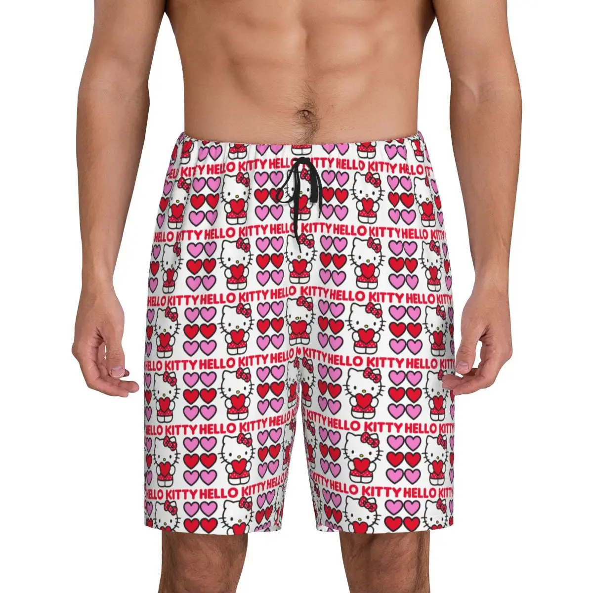 Пижамные шорты Sanrio Cat с принтом на заказ, мужская одежда для сна, короткие пижамы с карманами 
Пижамные шорты Sanrio Cat с принтом на заказ, мужская одежда для сна, короткие пижамы с карманами