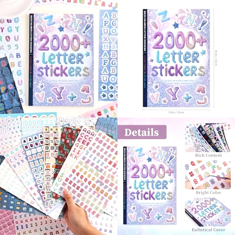 2000+ Pcs Alphabet Sticker for Journaling Fun Colorful Craft Letter Stickers for Junk Journal Scrapbooking Supplies Ideal DIY D
2000+ Pcs Alphabet Sticker for Journaling Fun Colorful Craft Letter Stickers for Junk Journal Scrapbooking Supplies Ideal DIY D