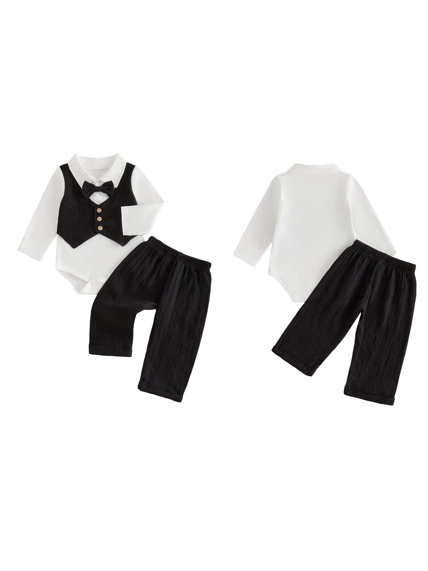 Toddler Boy Formal Wear Set with Bowtie and Pants 3-Piece Gentleman Outfit for Fall Long Sleeve Romper Included
Toddler Boy Formal Wear Set with Bowtie and Pants 3-Piece Gentleman Outfit for Fall Long Sleeve Romper Included