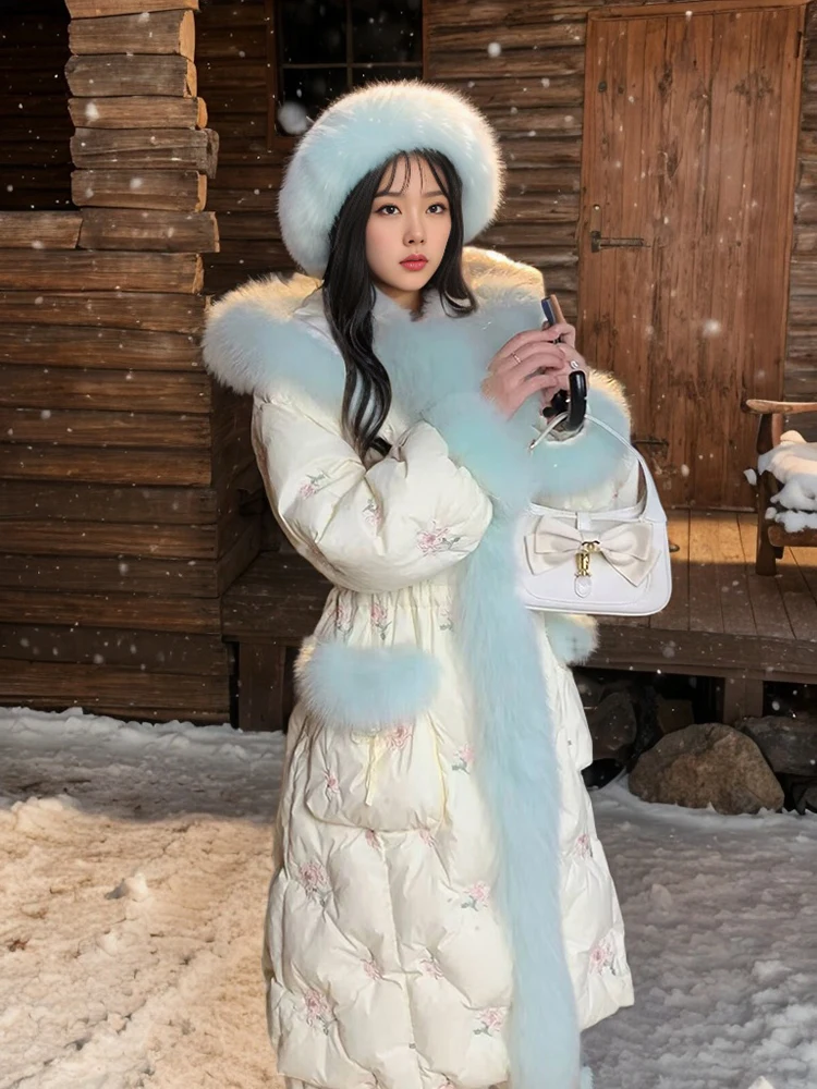 Floral Dream Sweet Girl Long down Jacket Embroidered Large Fur Collar Women's Coat Commute Style Thick Duck down Mid-Length
Floral Dream Sweet Girl Long down Jacket Embroidered Large Fur Collar Women's Coat Commute Style Thick Duck down Mid-Length