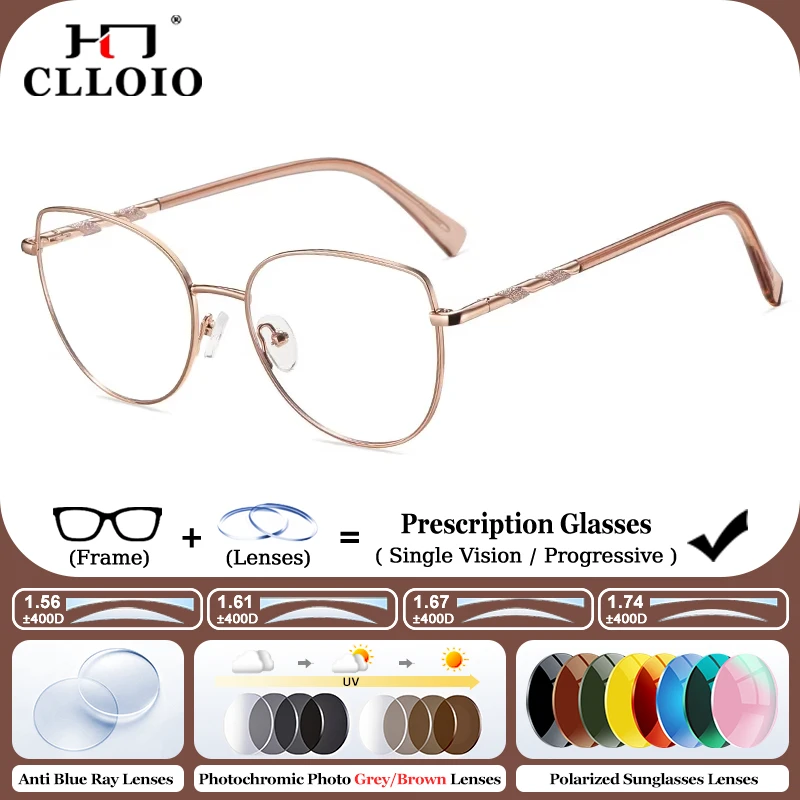 CLLOIO Anti Blue Light Progressive Prescription Eyeglasses Women Fashion Cat Eye Myopia Photochromic UV Protection Eyeglasses
CLLOIO Anti Blue Light Progressive Prescription Eyeglasses Women Fashion Cat Eye Myopia Photochromic UV Protection Eyeglasses
