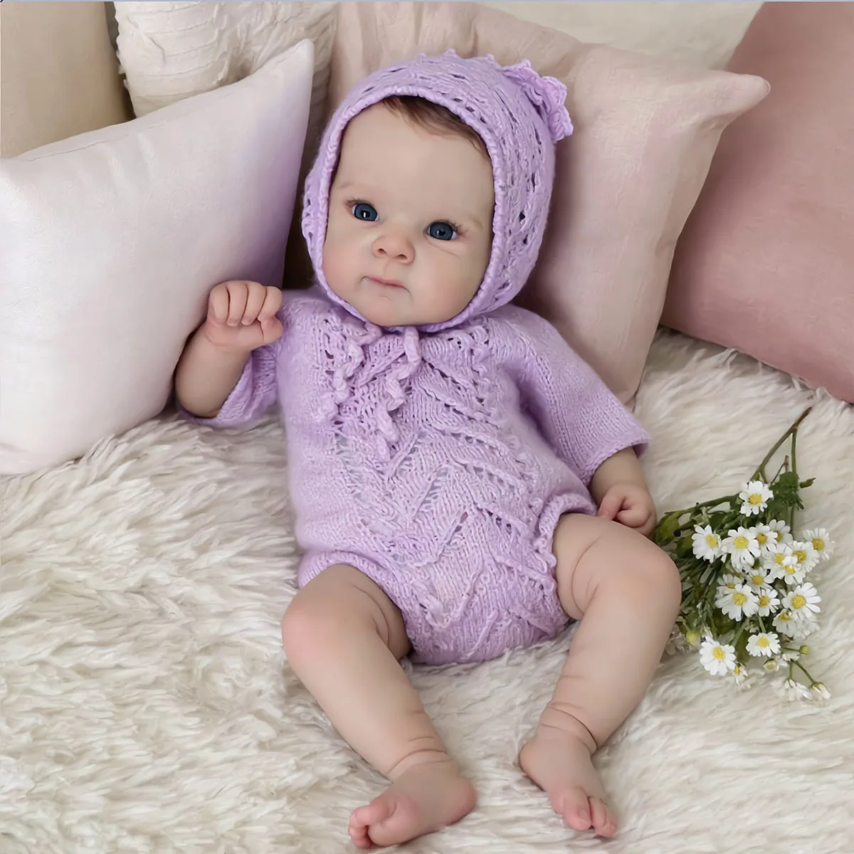 20" Reborn Baby Doll Girl - Realistic Handmade Reborn Toddler Doll with Purple Knit Romper & Bonnet, Lifelike Baby Doll for Photography Props & Role Play
20" Reborn Baby Doll Girl - Realistic Handmade Reborn Toddler Doll with Purple Knit Romper & Bonnet, Lifelike Baby Doll for Photography Props & Role Play