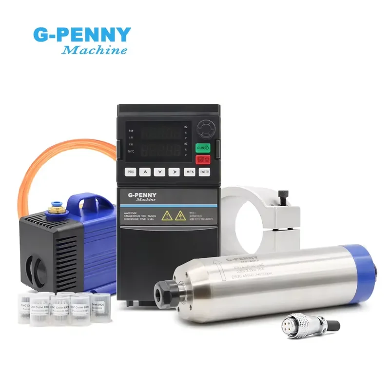 G-penny 2.2KW ER20 D80 Bullet Type 220v/380v Water Cooled Spindle Motor,YL42 Inverter, 80W Water Pump, 80mm Bracket Cnc
G-penny 2.2KW ER20 D80 Bullet Type 220v/380v Water Cooled Spindle Motor,YL42 Inverter, 80W Water Pump, 80mm Bracket Cnc