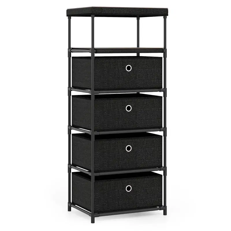 Dresser with 3/4 Drawers Fabric Storage Tower with Wood Top and Metal Frame-L
Dresser with 3/4 Drawers Fabric Storage Tower with Wood Top and Metal Frame-L