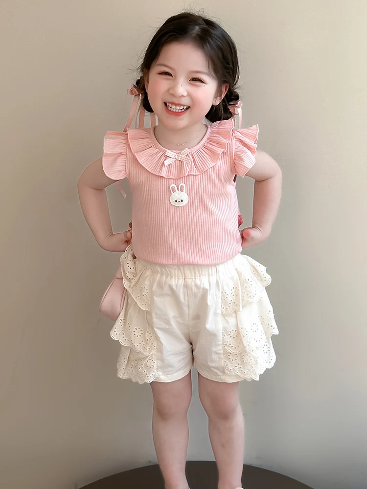 Girls Summer Doll Collar Rabbit Print Two Piece Set Casual Faionable Cotton Button up Top And orts Outfit for Kids
Girls Summer Doll Collar Rabbit Print Two Piece Set Casual Faionable Cotton Button up Top And orts Outfit for Kids