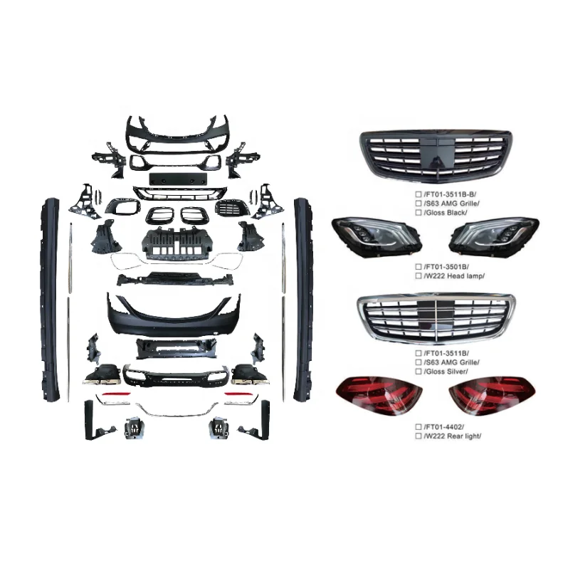 Комплект кузова для Mercedes-Benz S Class W222 2014-2020, модифицированный для комплекта бампера S63 AMG
Комплект кузова для Mercedes-Benz S Class W222 2014-2020, модифицированный для комплекта бампера S63 AMG
