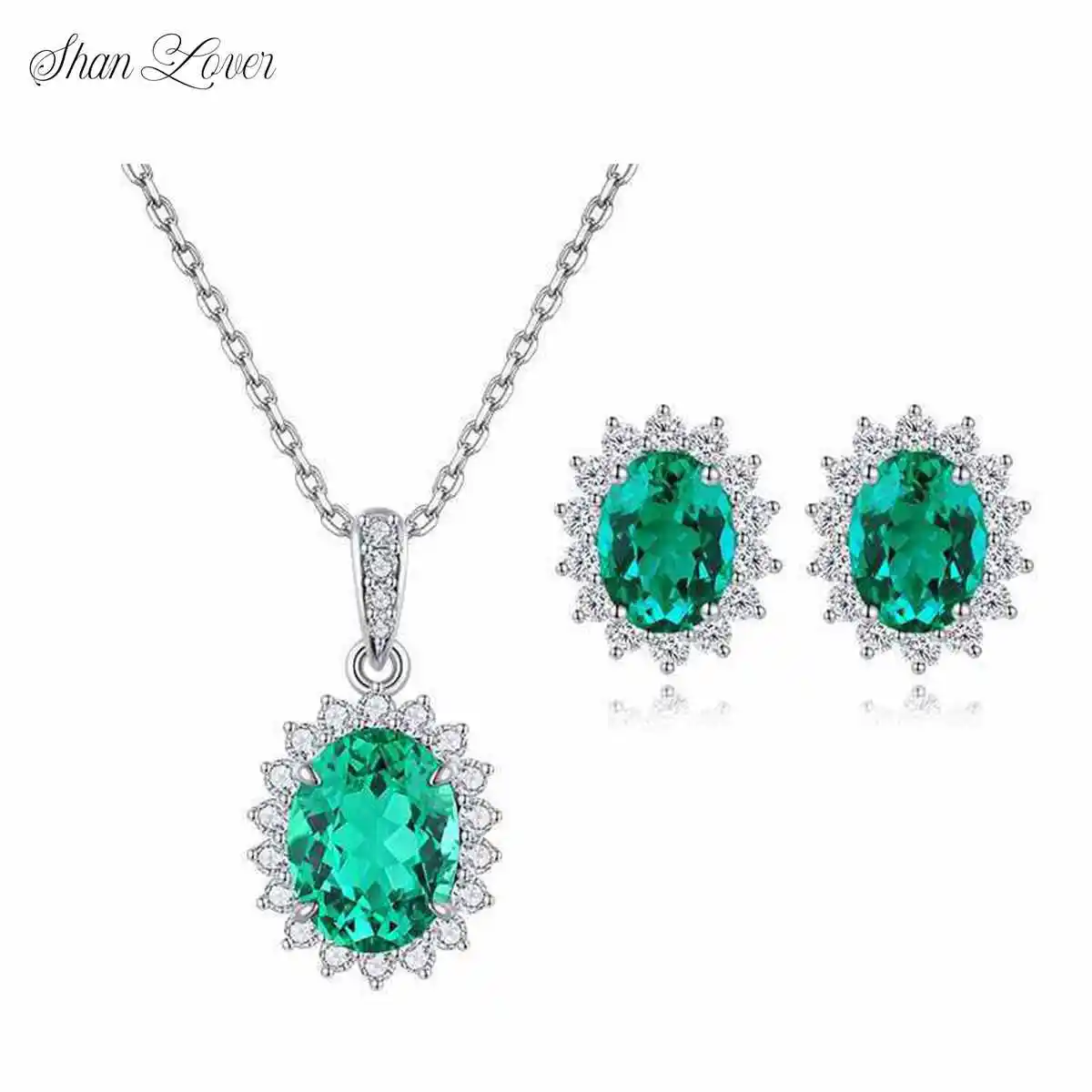 ShanLover Brand High Quality Lab Grown Gemstones Classic S925 Sterling Silver Set with Neclace Colored Gemstone Jewelry
ShanLover Brand High Quality Lab Grown Gemstones Classic S925 Sterling Silver Set with Neclace Colored Gemstone Jewelry