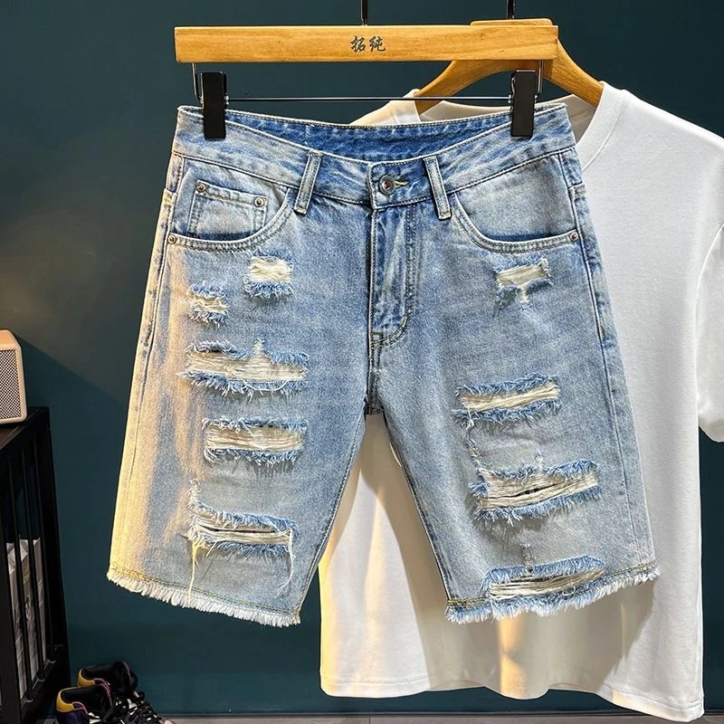 Brand Clothing Men's Summer Denim Shorts Ripped Fashion Streetwear Casual Short Jeans Male Clothes Loose Korean New Shorts
Brand Clothing Men's Summer Denim Shorts Ripped Fashion Streetwear Casual Short Jeans Male Clothes Loose Korean New Shorts