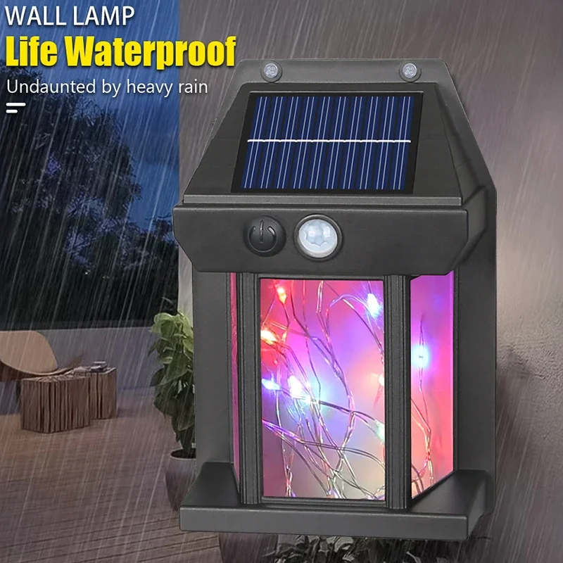 External Solar Wall Lamp Intelligent Motion Sensor RGB Colarful Led Lantern String Waterproof Courtyard Garden Decoration Light
External Solar Wall Lamp Intelligent Motion Sensor RGB Colarful Led Lantern String Waterproof Courtyard Garden Decoration Light