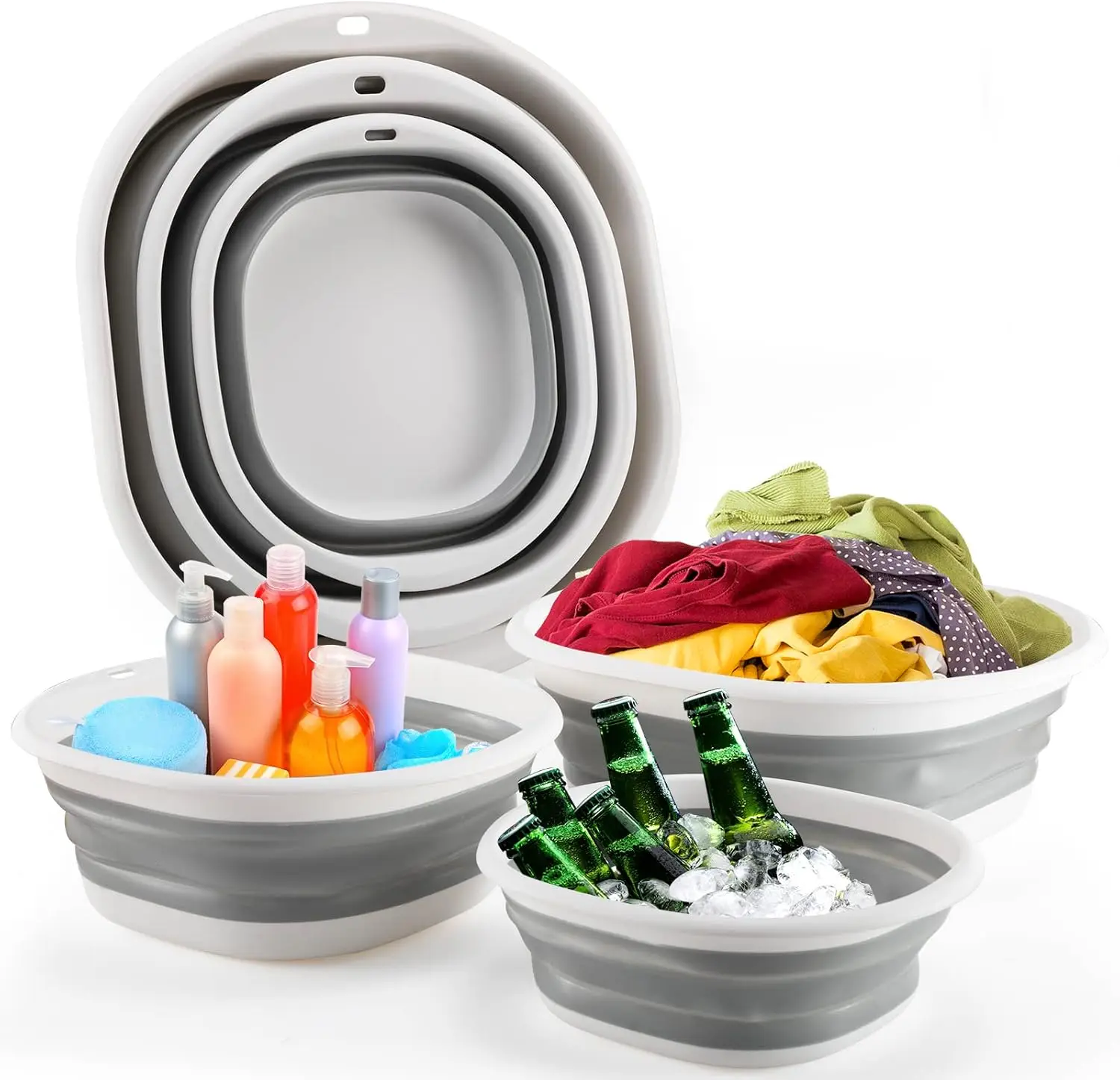 Collapsible 3-Pack Laundry Tub: Foldable Dish Basin for Camping, Home, Hiking, Space-Saving, Grey
Collapsible 3-Pack Laundry Tub: Foldable Dish Basin for Camping, Home, Hiking, Space-Saving, Grey