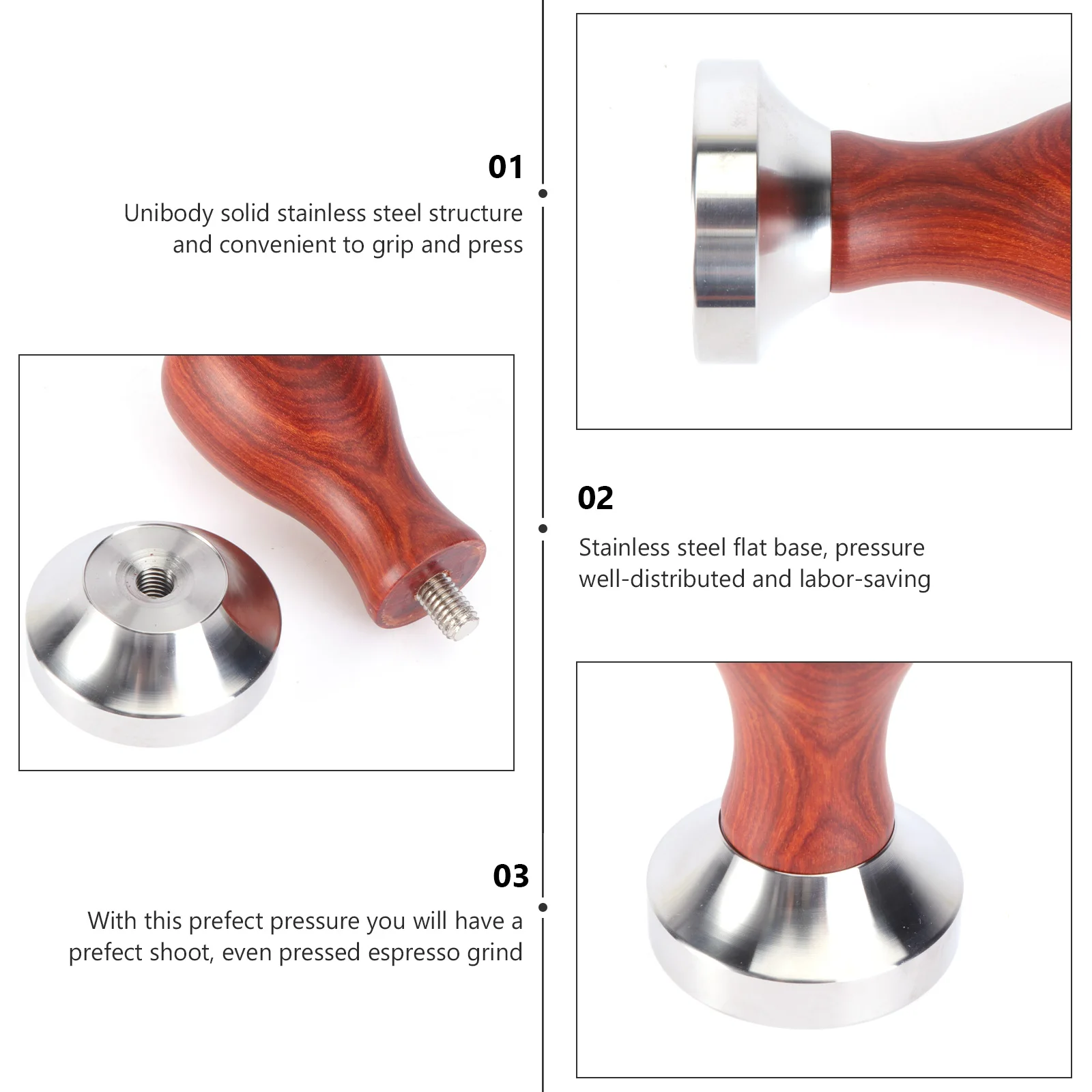 1 Pc Red Sandalwood and Stainless Steel Italian Coffee Tamper 58mm Flat Base Espresso Tamper Coffee Bean Press
1 Pc Red Sandalwood and Stainless Steel Italian Coffee Tamper 58mm Flat Base Espresso Tamper Coffee Bean Press
