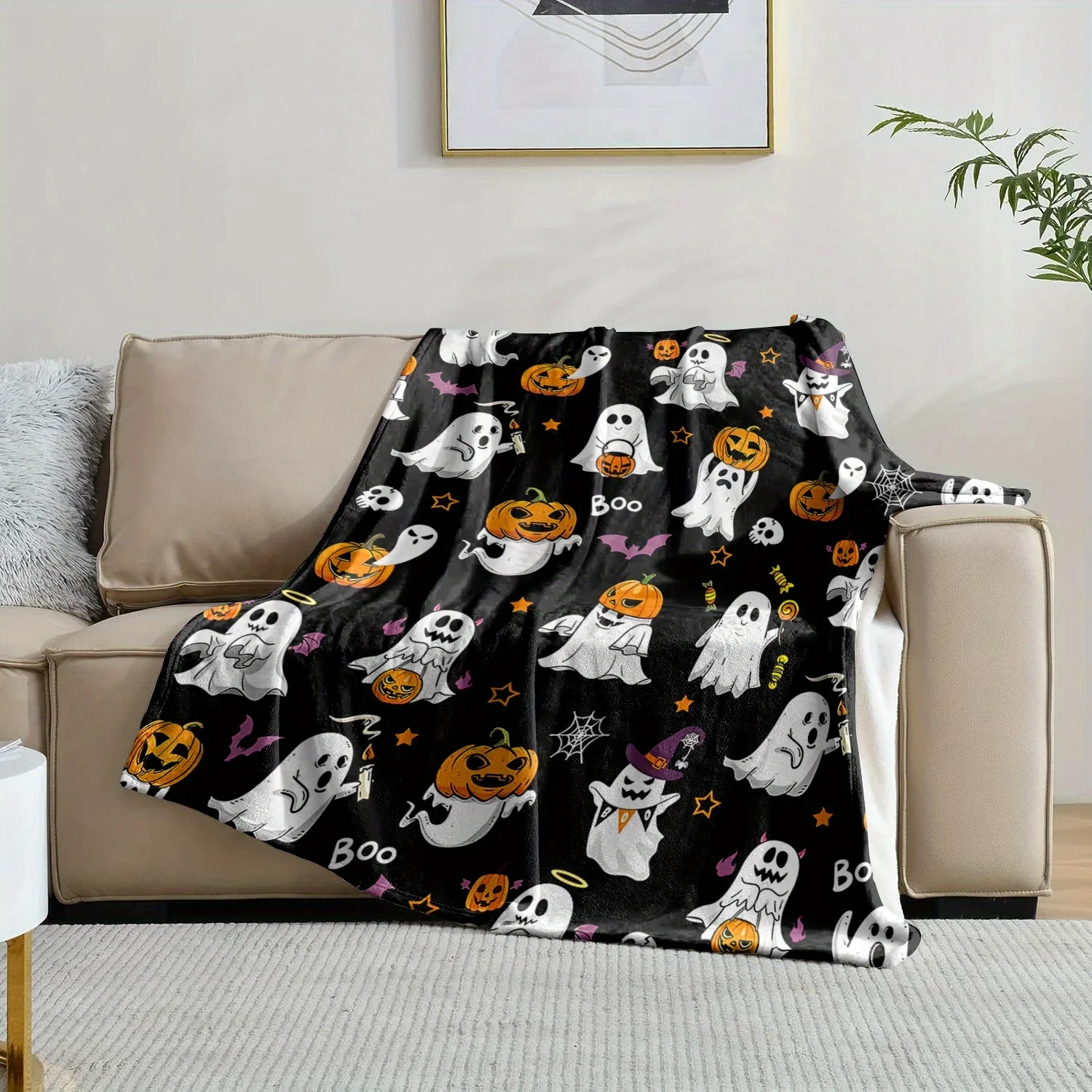 pc Halloween Blanket Soft Flannel Throw with Spooky Ghosts JackOLanterns Bats Black Background for Halloween Party Home Decor
pc Halloween Blanket Soft Flannel Throw with Spooky Ghosts JackOLanterns Bats Black Background for Halloween Party Home Decor