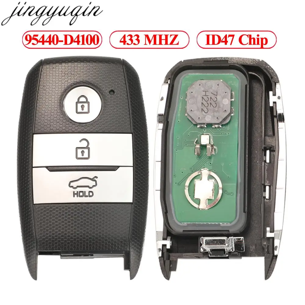 Пульт дистанционного управления для автомобильного ключа Jingyuqin 95440-D4100, 433 МГц, ID47 для Kia Optima 2016 2017 2018 SVI-JFFGEC0 3, Кнопка VA2 Blade
Пульт дистанционного управления для автомобильного ключа Jingyuqin 95440-D4100, 433 МГц, ID47 для Kia Optima 2016 2017 2018 SVI-JFFGEC0 3, Кнопка VA2 Blade