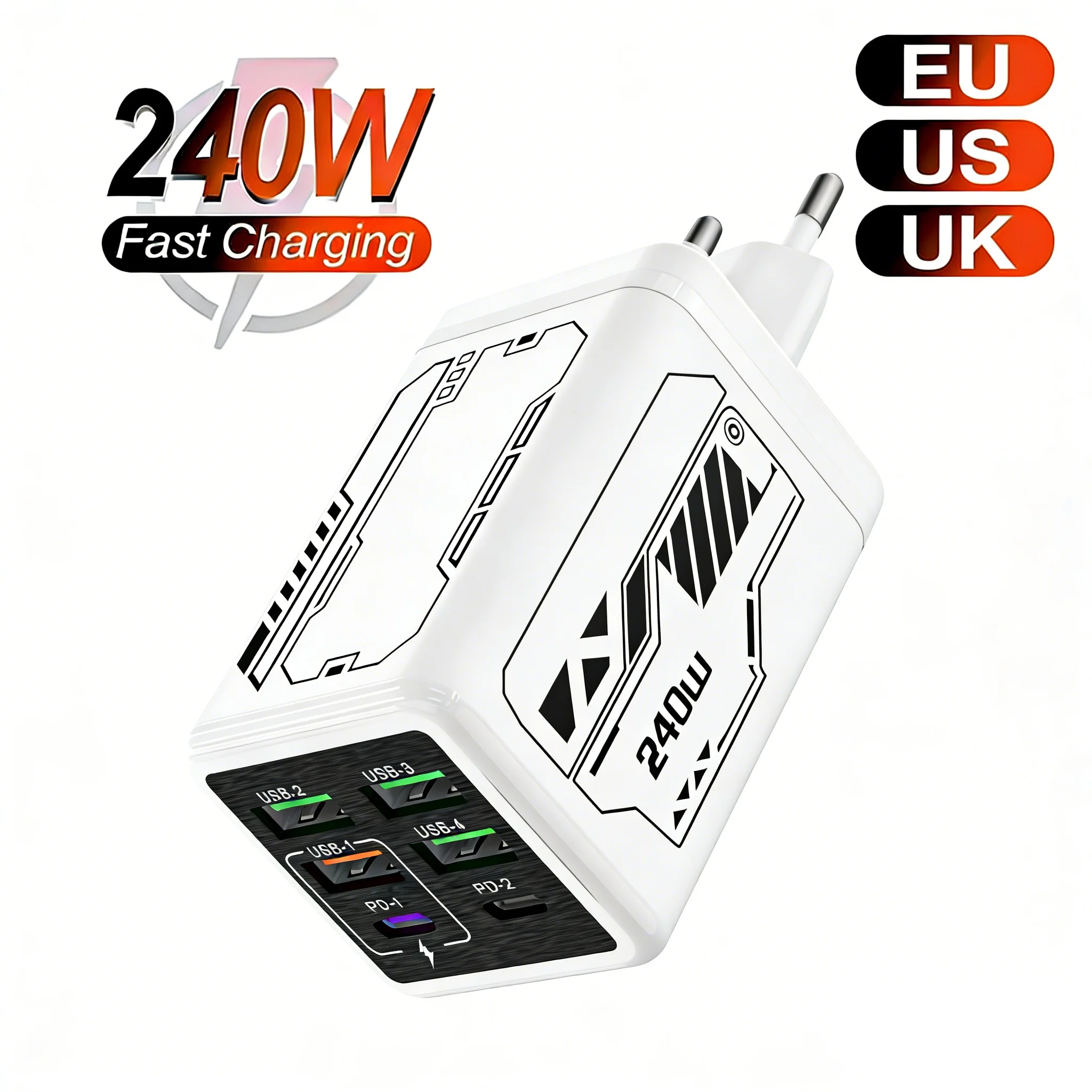 240W USB Fast Charger PD Type C 6 in 1 Fast Charging Mobile Phone Charger Adaoter Quick Charge 3.0 Wall USB C Charger
240W USB Fast Charger PD Type C 6 in 1 Fast Charging Mobile Phone Charger Adaoter Quick Charge 3.0 Wall USB C Charger