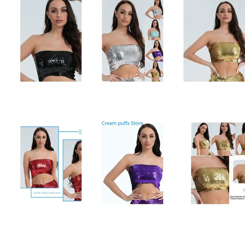50LE Women's Sparkly Sequins Tube Top Stretchy Crop Top Party Costumes Clubwear
50LE Women's Sparkly Sequins Tube Top Stretchy Crop Top Party Costumes Clubwear