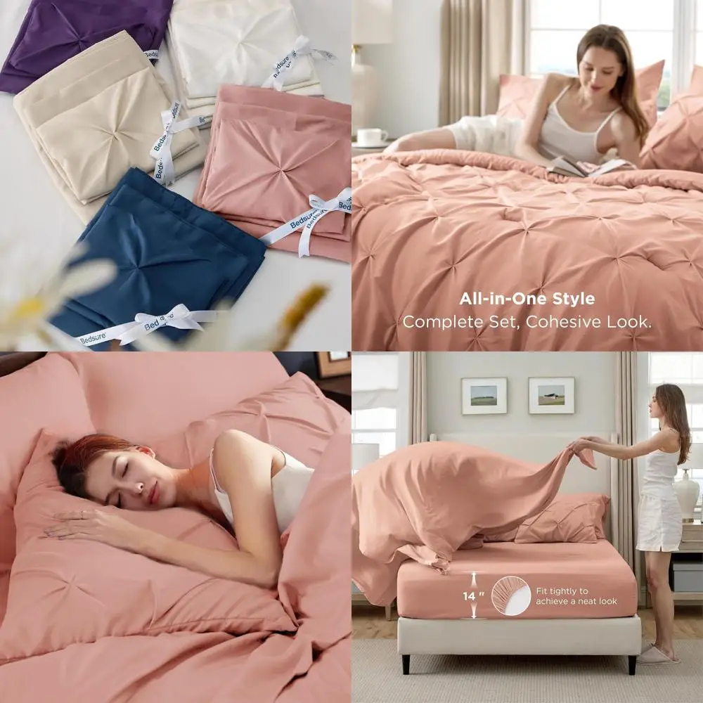 Dusty Pink 7-Piece Comforter Set with Pintuck and Pinch Pleat Bedding for Family
Dusty Pink 7-Piece Comforter Set with Pintuck and Pinch Pleat Bedding for Family
