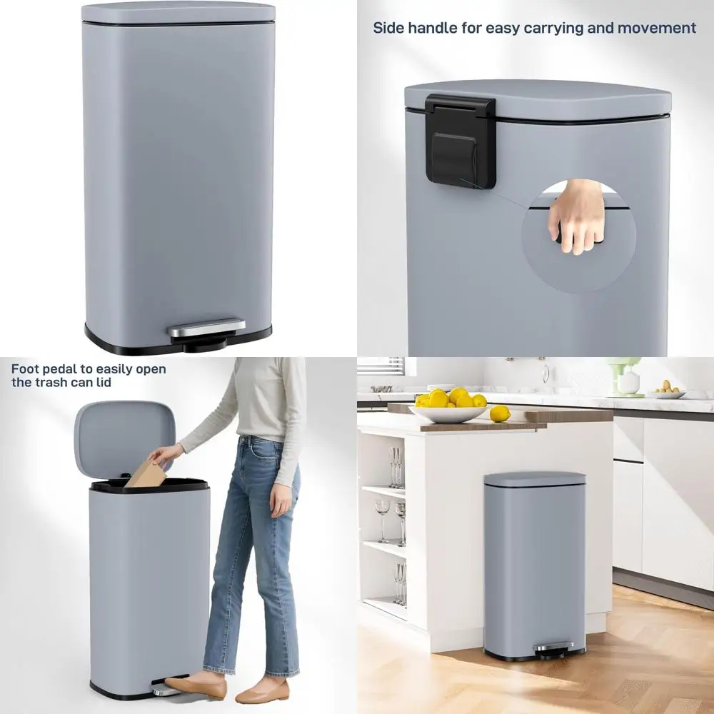 Stainless Steel 30L Step Trash Can with Removable Inner Bucket, Soft-Close Lid, Fingerprint-Proof, Ideal for Kitchen and Home (H
Stainless Steel 30L Step Trash Can with Removable Inner Bucket, Soft-Close Lid, Fingerprint-Proof, Ideal for Kitchen and Home (H