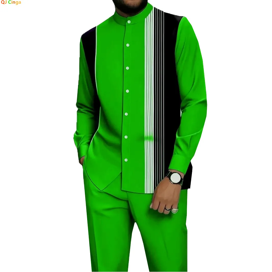 Men's Two-piece Set for Spring/Fall: An Ethnic-style Long-sleeve Shirt Paired with Pants, Red, Blue, Green, Gray, Black, Purple.
Men's Two-piece Set for Spring/Fall: An Ethnic-style Long-sleeve Shirt Paired with Pants, Red, Blue, Green, Gray, Black, Purple.