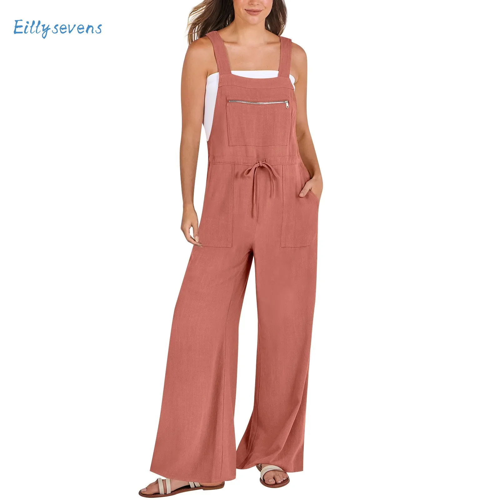 Women Cargo Style Jumpsuits Loose Sleeveless Adjustable Tie Straps Bib Wide Leg Rompers With Pockets Drawstring Waist Overalls
Women Cargo Style Jumpsuits Loose Sleeveless Adjustable Tie Straps Bib Wide Leg Rompers With Pockets Drawstring Waist Overalls