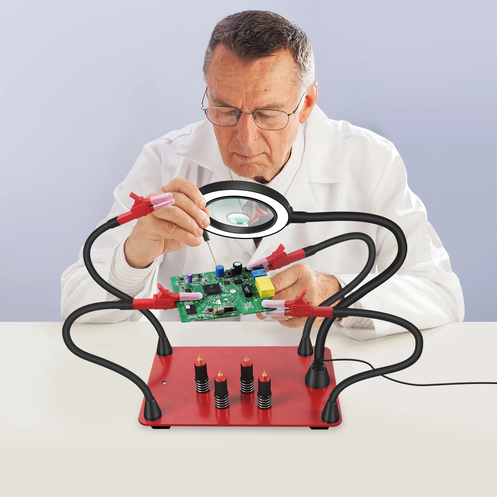 NEWACALOX Welding Worktable Station Magnetic Soldering Helping Hand PCB Holder Silicone Flexible Arm Magnifying Glass RepairTool
NEWACALOX Welding Worktable Station Magnetic Soldering Helping Hand PCB Holder Silicone Flexible Arm Magnifying Glass RepairTool