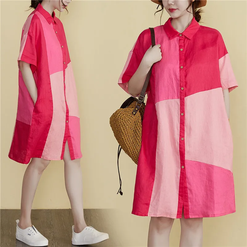 plus Size Summer Casual irt Dr Women's Loose Midi Length Slimming Meat Covering Collar Split Color Blo Dr
plus Size Summer Casual irt Dr Women's Loose Midi Length Slimming Meat Covering Collar Split Color Blo Dr