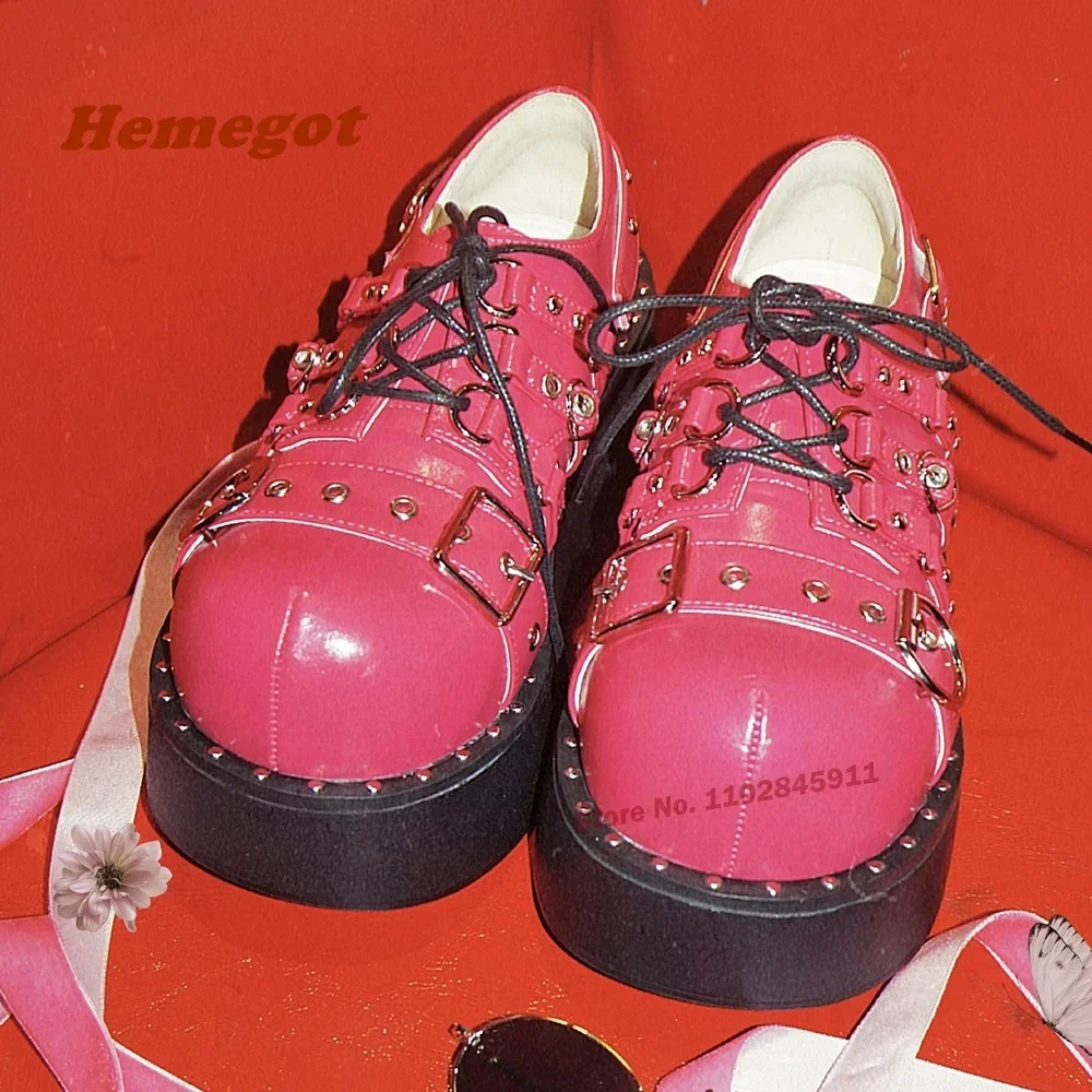 Rock Spicy Girls Pumps Pink Rivet Punk Dark Boots Tank Soled Round Toe Belt Buckle Women's Shoes Lace Up Metallic Platform Shoe
Rock Spicy Girls Pumps Pink Rivet Punk Dark Boots Tank Soled Round Toe Belt Buckle Women's Shoes Lace Up Metallic Platform Shoe