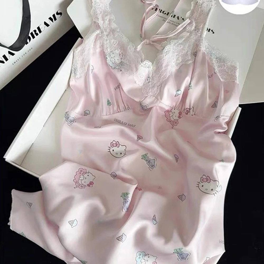 Sanrio Ice Silk Sexy Pajamas Dress Women's Sleeping Skirt Long Dresses Sleepwear Halter Sleep Nightdress Hello Kitty Home Wear
Sanrio Ice Silk Sexy Pajamas Dress Women's Sleeping Skirt Long Dresses Sleepwear Halter Sleep Nightdress Hello Kitty Home Wear