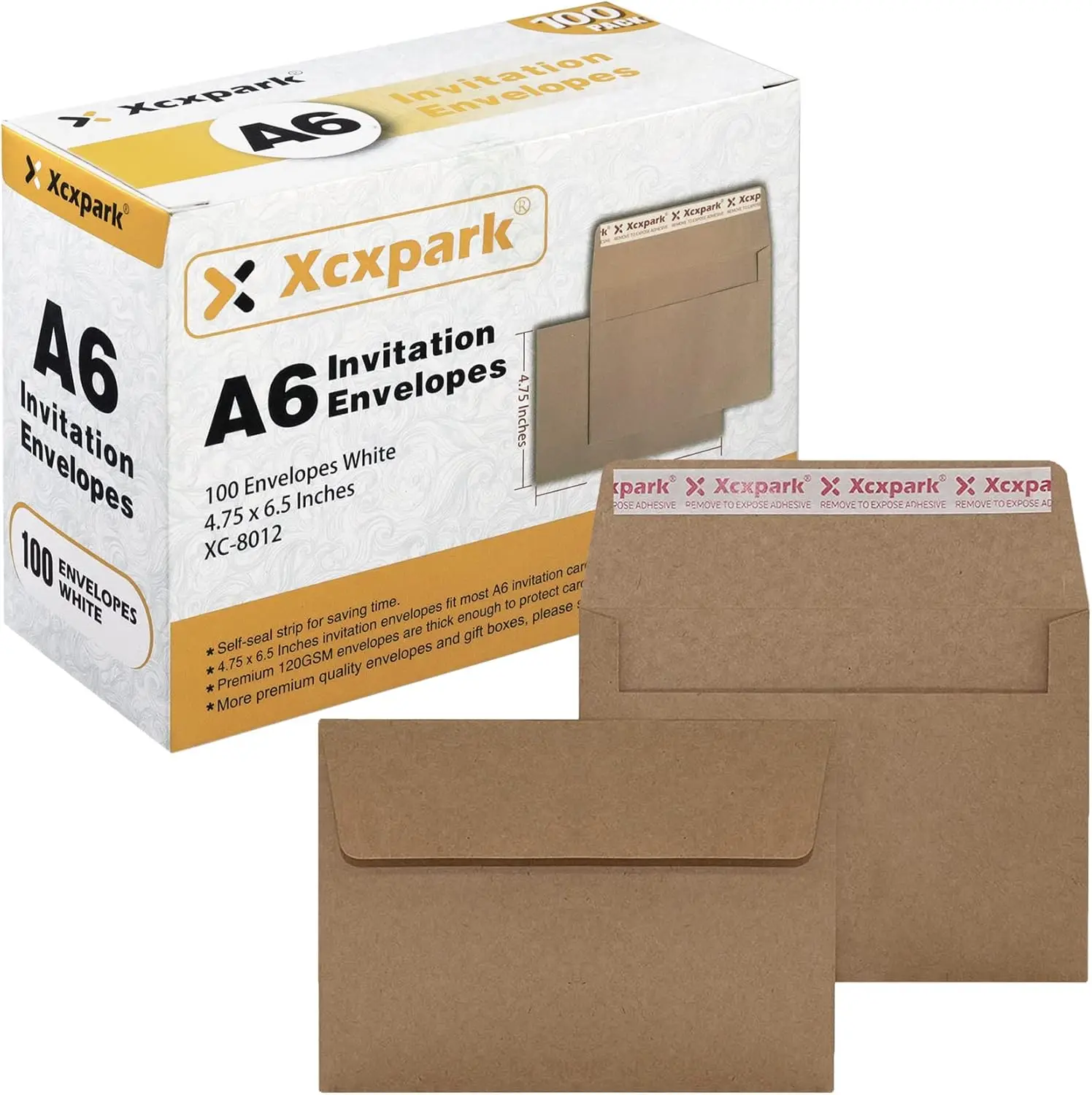 100 A6 Kraft Invitation Envelopes, 4.75x6.5in, Self-Seal, 120GSM
100 A6 Kraft Invitation Envelopes, 4.75x6.5in, Self-Seal, 120GSM