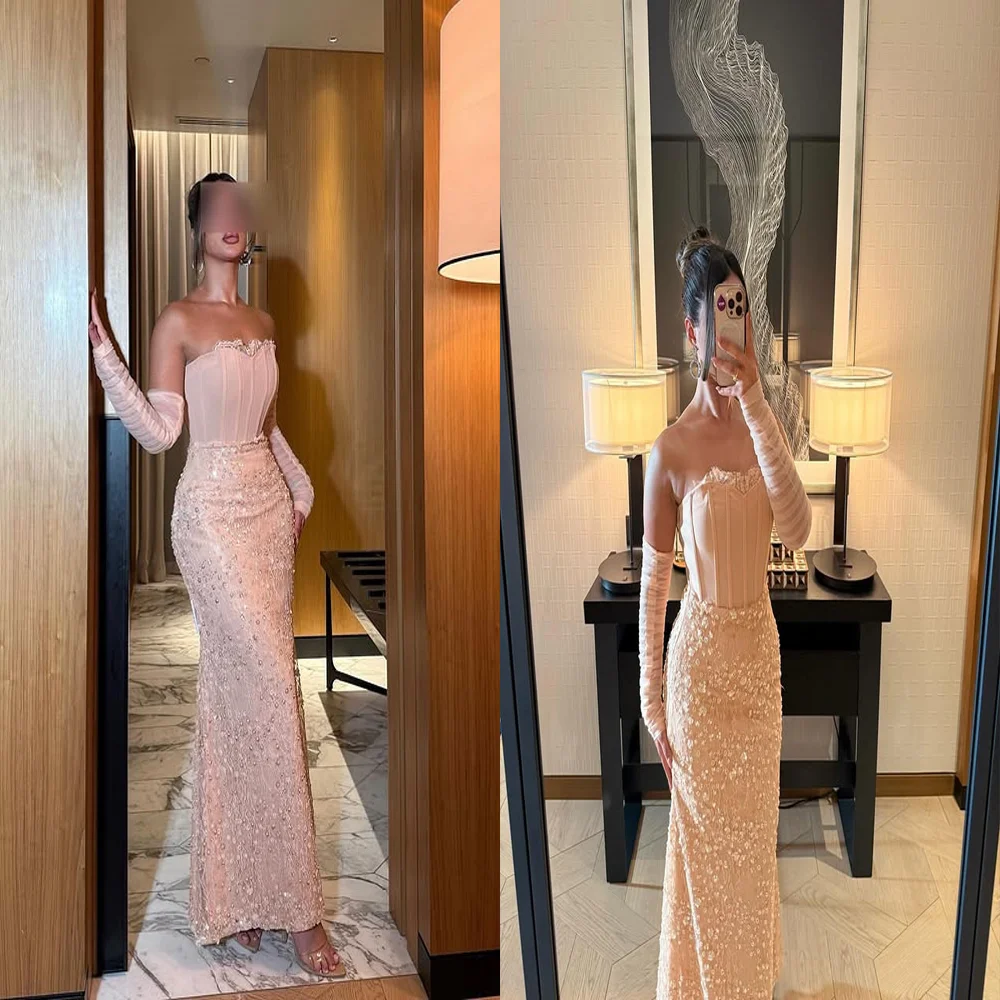 Detachable 3/4 Sleeve Boat Collar Satin Saudi Arab Gown Shiny Sequins Sheath Long Lace up Back Evening Dress Custom Made
Detachable 3/4 Sleeve Boat Collar Satin Saudi Arab Gown Shiny Sequins Sheath Long Lace up Back Evening Dress Custom Made
