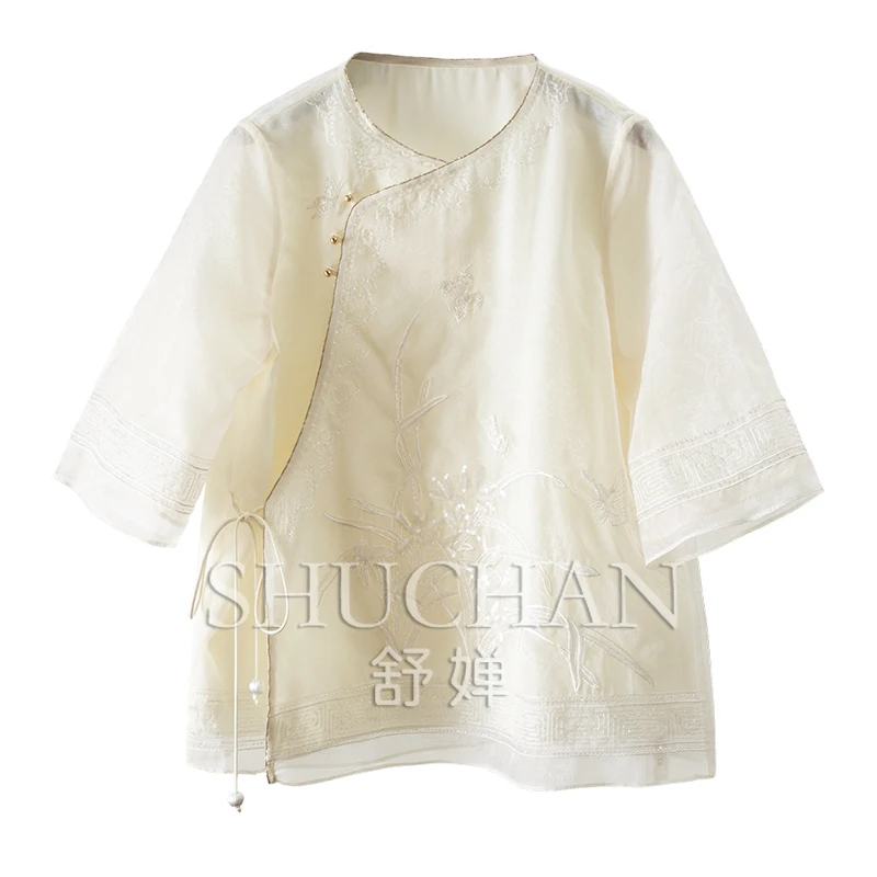 New Chinese Style Natural Silk Embroidered Shirt Women 14B5 Womens Tops Blouses for Women Fashion 2025
New Chinese Style Natural Silk Embroidered Shirt Women 14B5 Womens Tops Blouses for Women Fashion 2025
