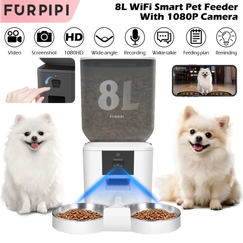 8L Automatic Cat Feeder With 1080P Camera Video WiFi Cat Food Dispenser Pet Smart Voice Recorder Remote Control Pet Auto Feeder
8L Automatic Cat Feeder With 1080P Camera Video WiFi Cat Food Dispenser Pet Smart Voice Recorder Remote Control Pet Auto Feeder