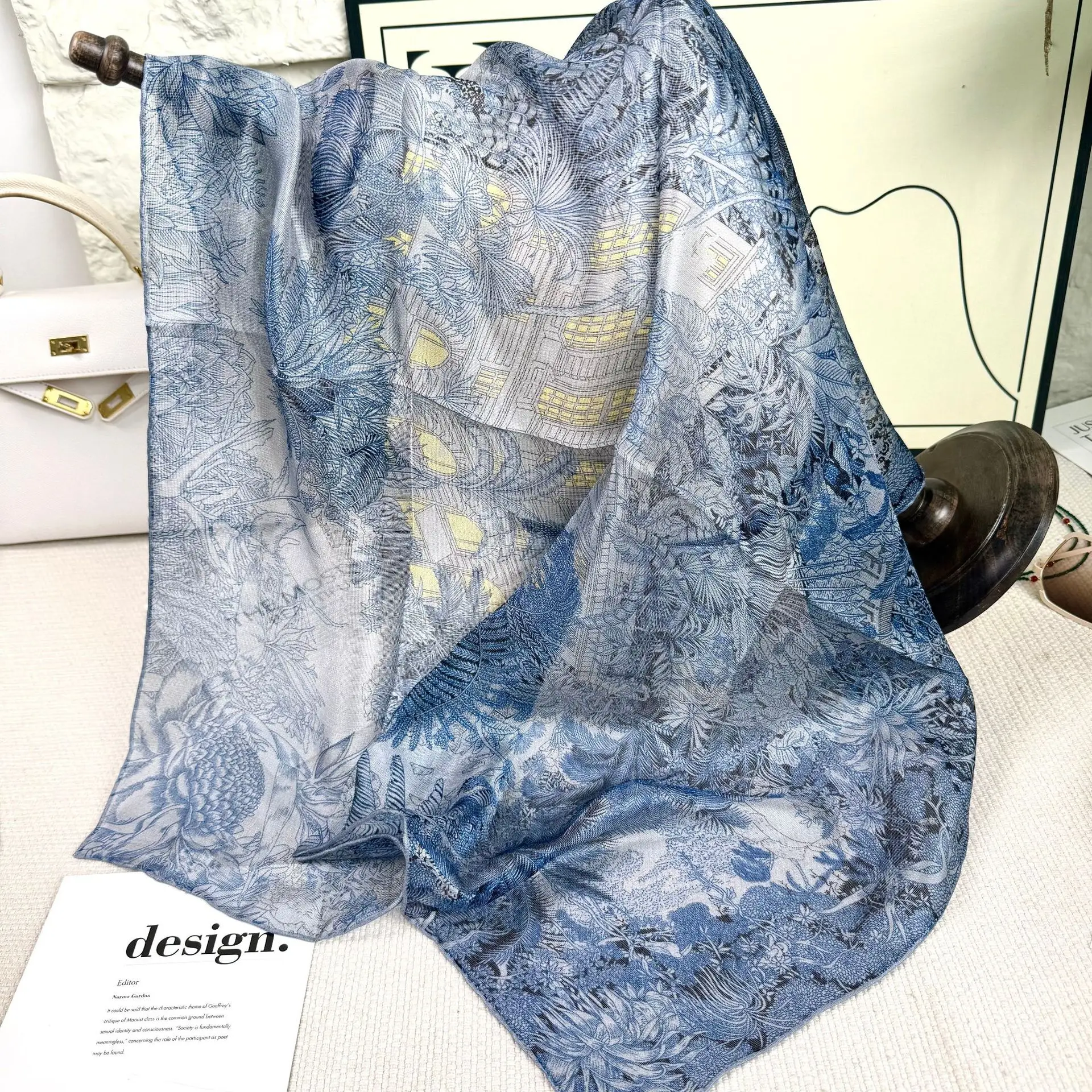 100% Silk Scarf Women Blue Tropical Jungle Building Print Square Scarf Hair Bandana Neck Head Wrap Handbag Scarf Fashion Gift
100% Silk Scarf Women Blue Tropical Jungle Building Print Square Scarf Hair Bandana Neck Head Wrap Handbag Scarf Fashion Gift