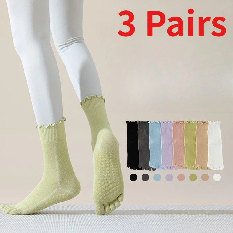 1/3 Pairs Women's Five Toe Yoga Socks Mid Tube Non-Slip Pilates Fitness Socks Seamless Lace Edge Breathable Sports Socks
1/3 Pairs Women's Five Toe Yoga Socks Mid Tube Non-Slip Pilates Fitness Socks Seamless Lace Edge Breathable Sports Socks