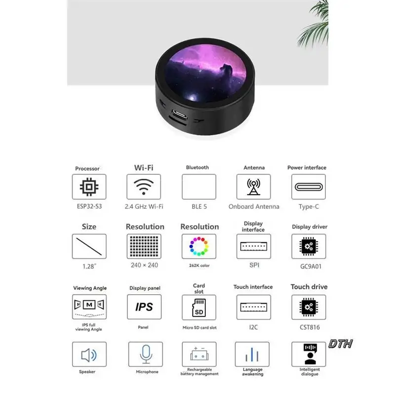 For Deepseek Xiaozhi AI Voice Chat Robot Box Weather Clock ESP32-S3 Development Board N16R8 1.28 Inch LCD Display
For Deepseek Xiaozhi AI Voice Chat Robot Box Weather Clock ESP32-S3 Development Board N16R8 1.28 Inch LCD Display