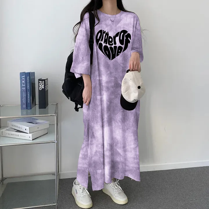 Casual Tie-Dye Loose Slimming Letter Short Sleeve T-Shirt Dress Women's Summer New Style Organic Cotton round Neck Puffy Skirt
Casual Tie-Dye Loose Slimming Letter Short Sleeve T-Shirt Dress Women's Summer New Style Organic Cotton round Neck Puffy Skirt
