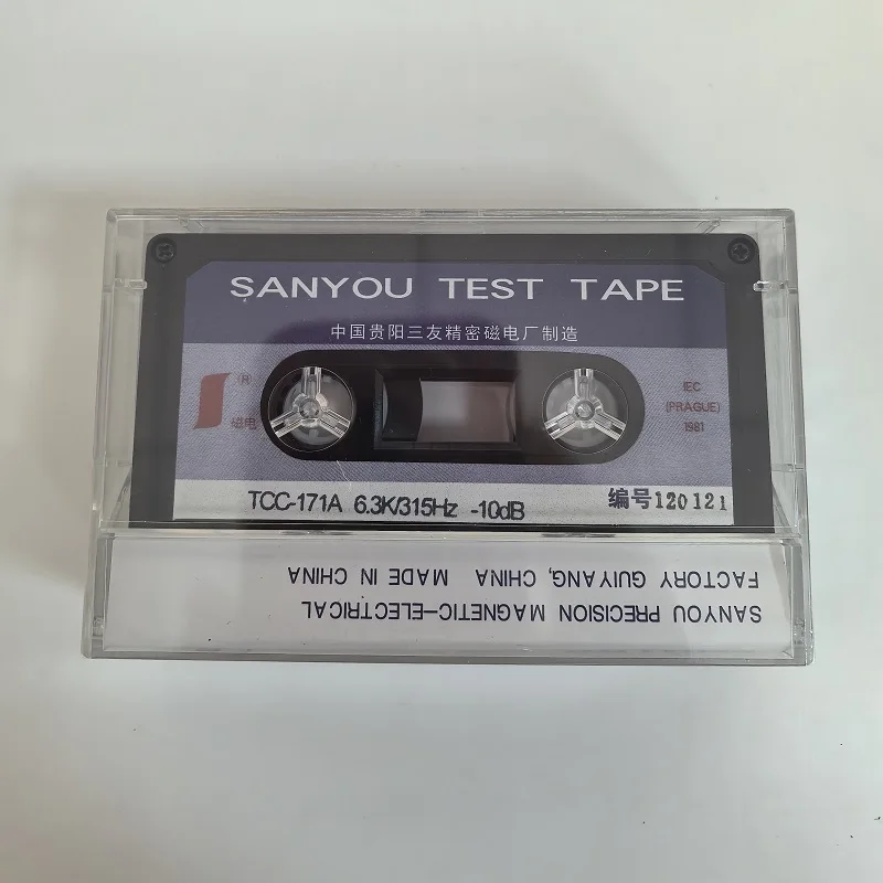 Test Tape SANYOU TCC-171A 6.3k,315Hz-10dB Point Frequency Test Tape Azimuth adjustment, 2 point frequency response
Test Tape SANYOU TCC-171A 6.3k,315Hz-10dB Point Frequency Test Tape Azimuth adjustment, 2 point frequency response