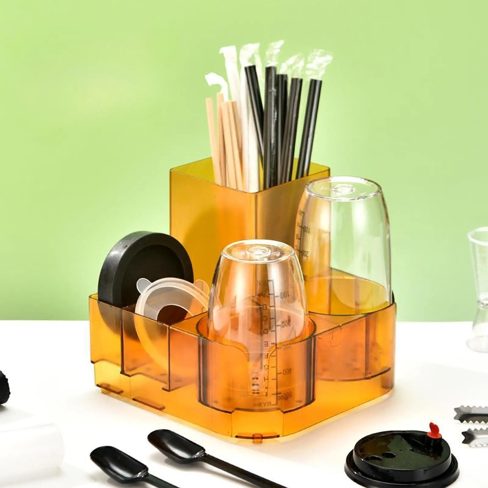 Coffee Bar Condiment Rack Multifunction 5 Compartments Coffee Bar Accessories for Worktop Home Use Kitchen Milk Tea Store Pantry
Coffee Bar Condiment Rack Multifunction 5 Compartments Coffee Bar Accessories for Worktop Home Use Kitchen Milk Tea Store Pantry