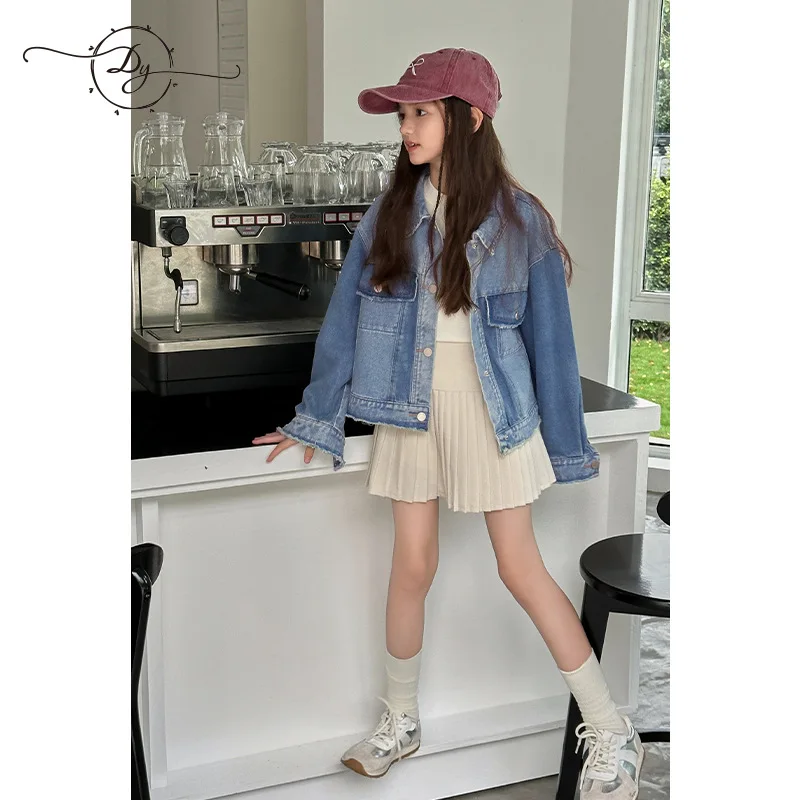 Girls Denim Coat Children 2024 New Autumn Collection Fashion Simple Casual Girls Coat Korean Simple Style Clothes Top Kid
Girls Denim Coat Children 2024 New Autumn Collection Fashion Simple Casual Girls Coat Korean Simple Style Clothes Top Kid