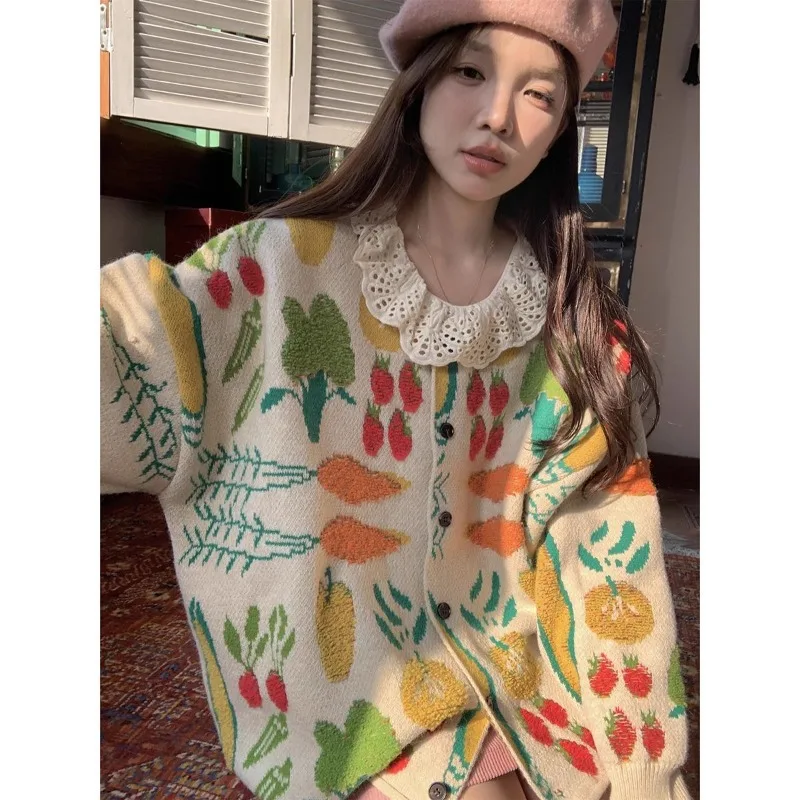 Sweet Women's Lazy Knitted Cardigan Coat Vintage Contrast Colours Long Sleeves Sweater Spring Autumn New Design Mid-length Tops
Sweet Women's Lazy Knitted Cardigan Coat Vintage Contrast Colours Long Sleeves Sweater Spring Autumn New Design Mid-length Tops