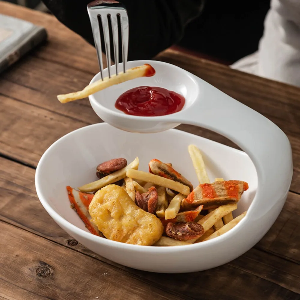 Creative Special-shaped Ceramic Dessert Plate Double Layer Salad Fries Plate Household Irregular White Porcelain Cooking Dishes
Creative Special-shaped Ceramic Dessert Plate Double Layer Salad Fries Plate Household Irregular White Porcelain Cooking Dishes