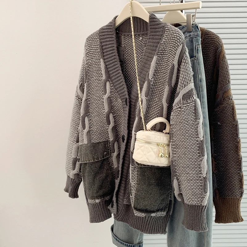 Ленивый сле, открытый вязаный свитер средней длины, джинсовое лоскутное пальто, универсальная вязаная верхняя одежда, высококачественная зимняя длинная све
Ленивый сле, открытый вязаный свитер средней длины, джинсовое лоскутное пальто, универсальная вязаная верхняя одежда, высококачественная зимняя длинная све