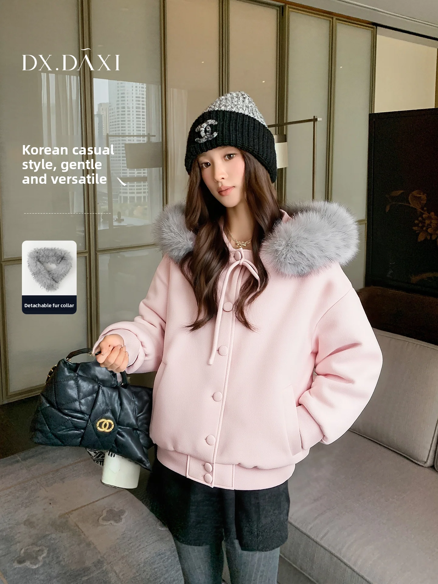 Thickened Woolen Coat Women's Sweet Pink Fur Collar Knot Cotton Clothes Warm Winter Outerwear Korean Style Straight...
Thickened Woolen Coat Women's Sweet Pink Fur Collar Knot Cotton Clothes Warm Winter Outerwear Korean Style Straight...